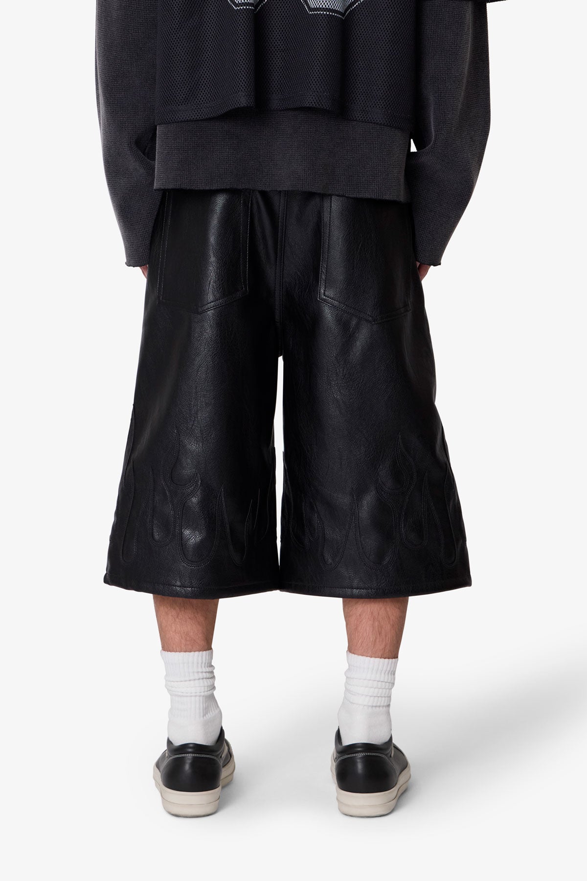 ULTRA BAGGY LEATHER FLAME SHORTS