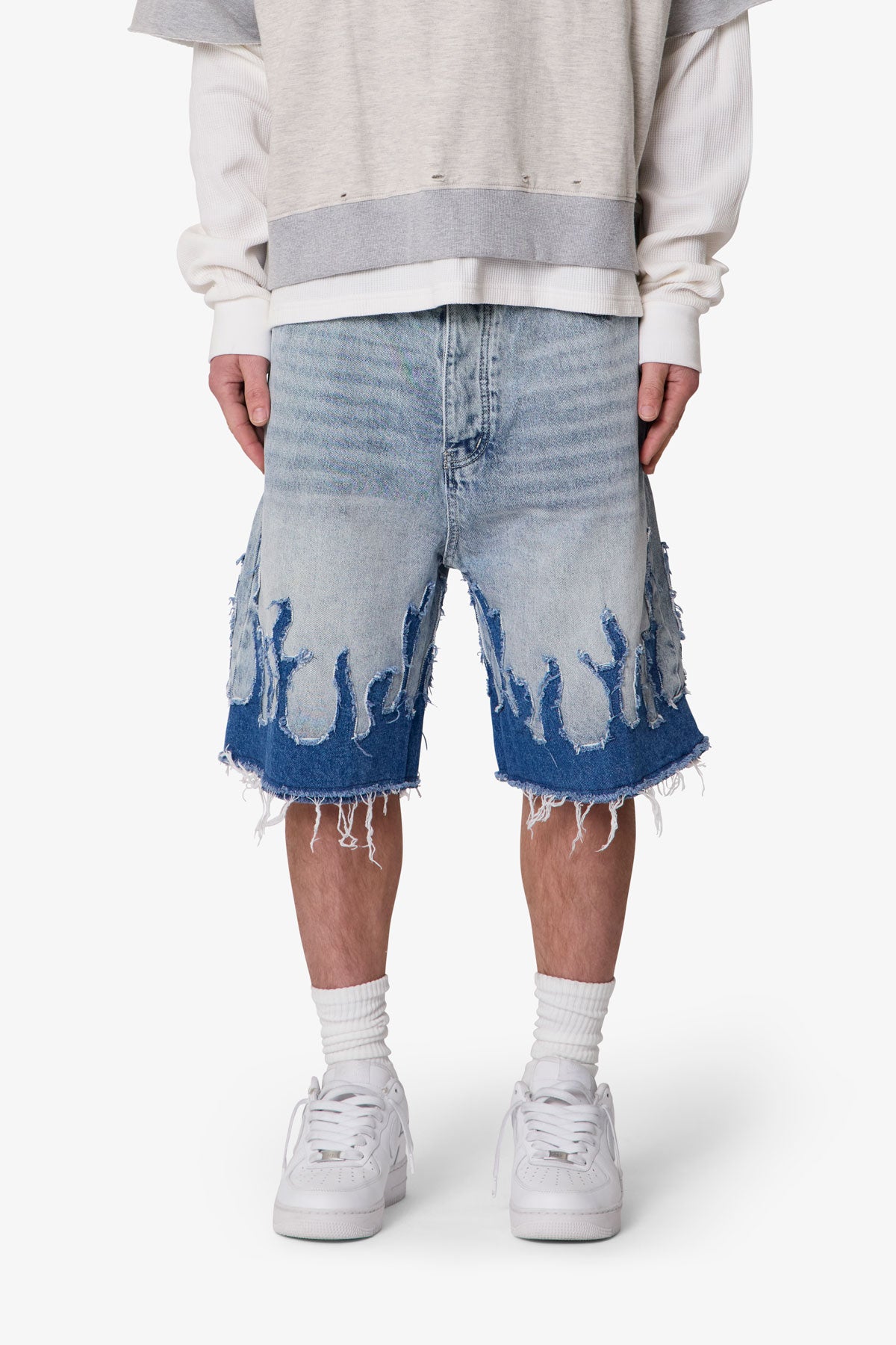 BAGGY FLAME DENIM SHORTS