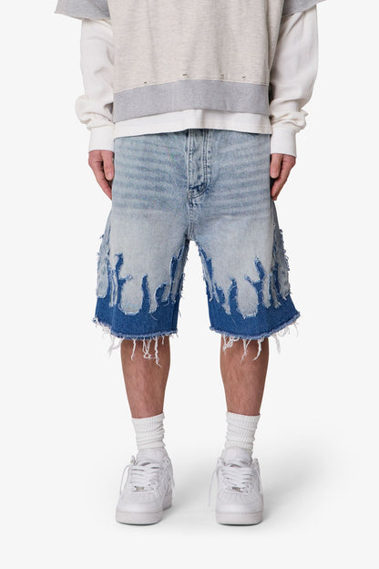 BAGGY FLAME DENIM SHORTS