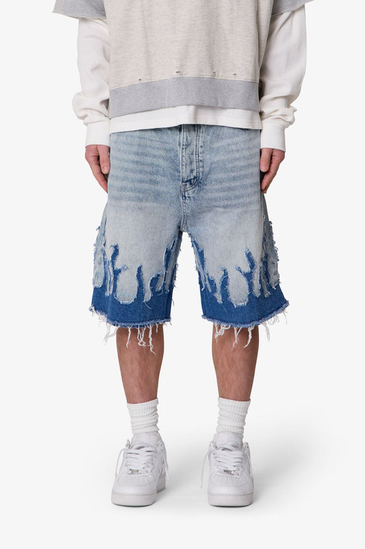 BAGGY FLAME DENIM SHORTS