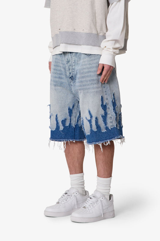 BAGGY FLAME DENIM SHORTS