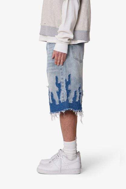 BAGGY FLAME DENIM SHORTS