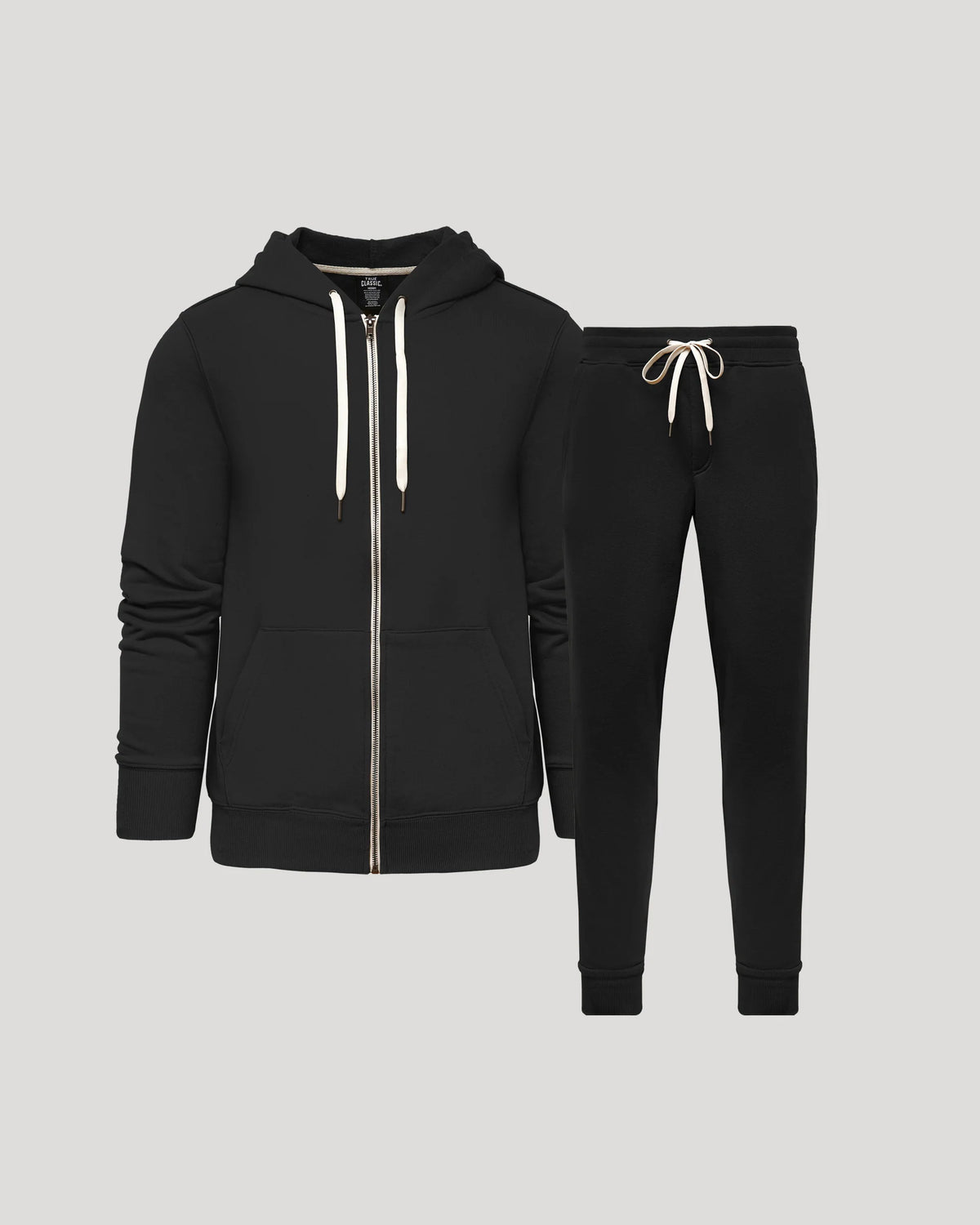 Black Full Zip Fleece Hoodie & Jogger Set