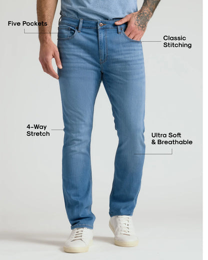 Straight High‑Stretch Jeans