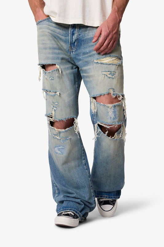 COWBOY DISTRESSED KICK FLARE DENIM
