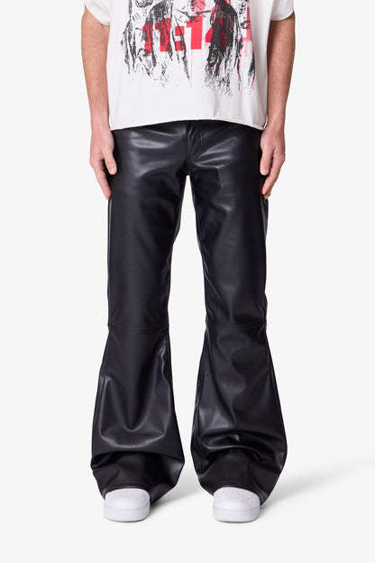 LEATHER FLARE PANTS