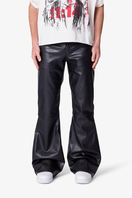 LEATHER FLARE PANTS