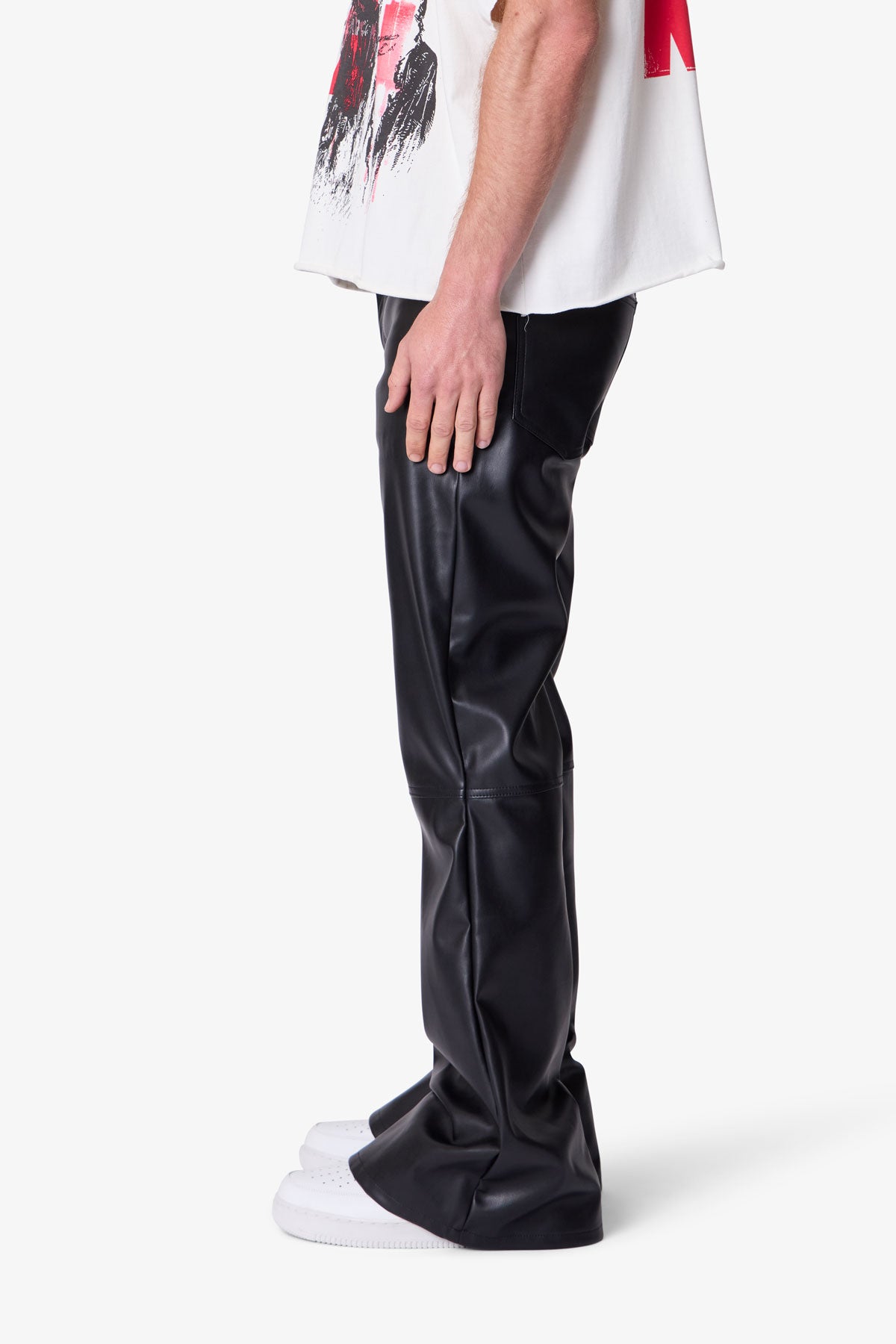 LEATHER FLARE PANTS