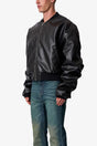 LEATHER OVERSIZED BOMBER JACKET