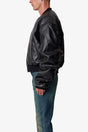 LEATHER OVERSIZED BOMBER JACKET