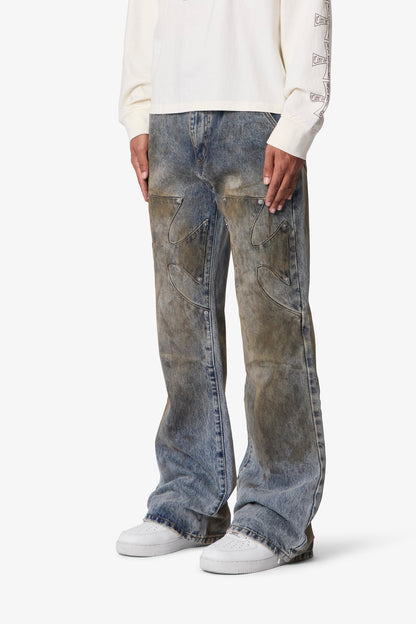 OIL STAIN IRON CROSS DENIM