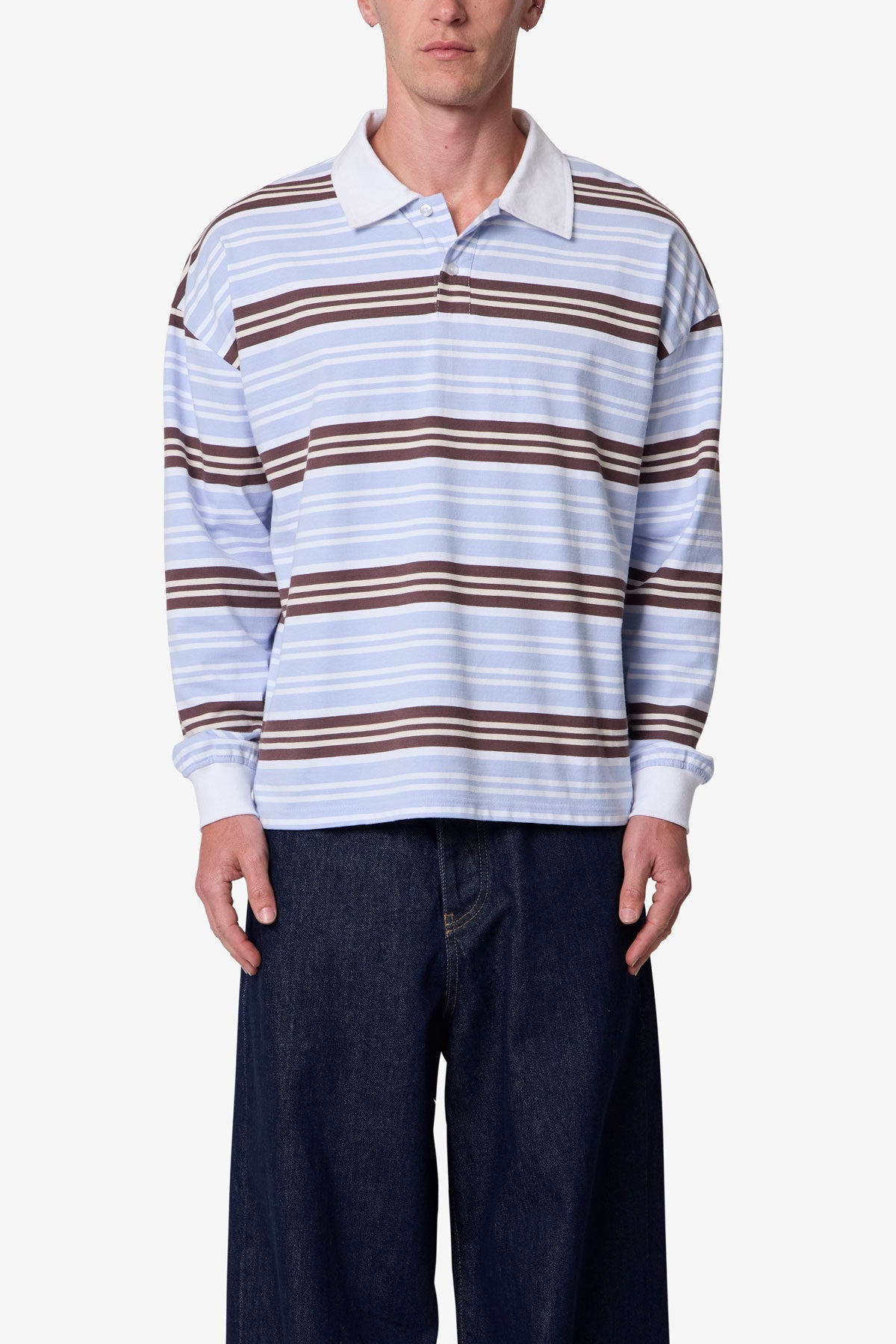 STRIPED L/S POLO SHIRT
