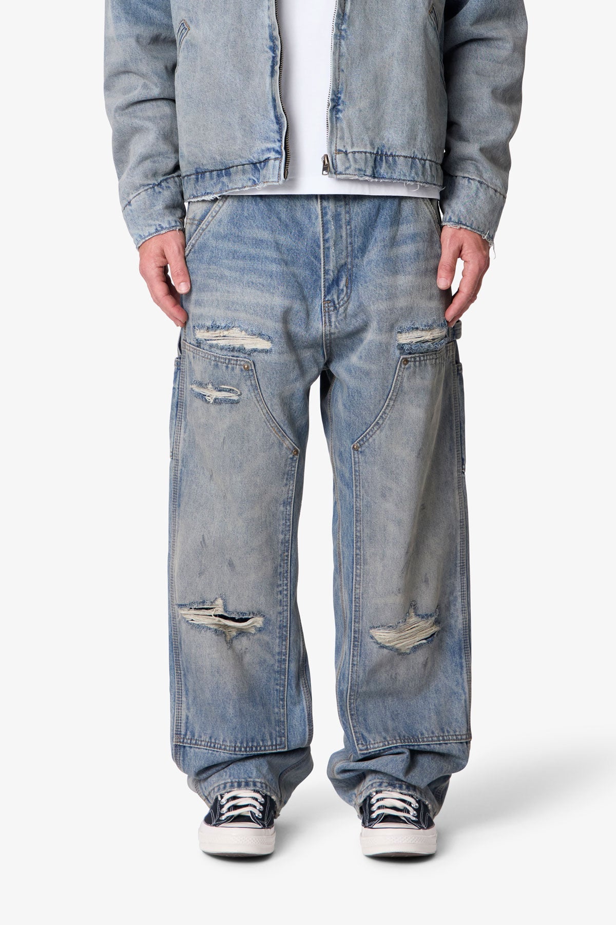 ULTRA BAGGY DISTRESSED WORK DENIM