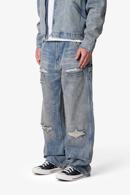 ULTRA BAGGY DISTRESSED WORK DENIM