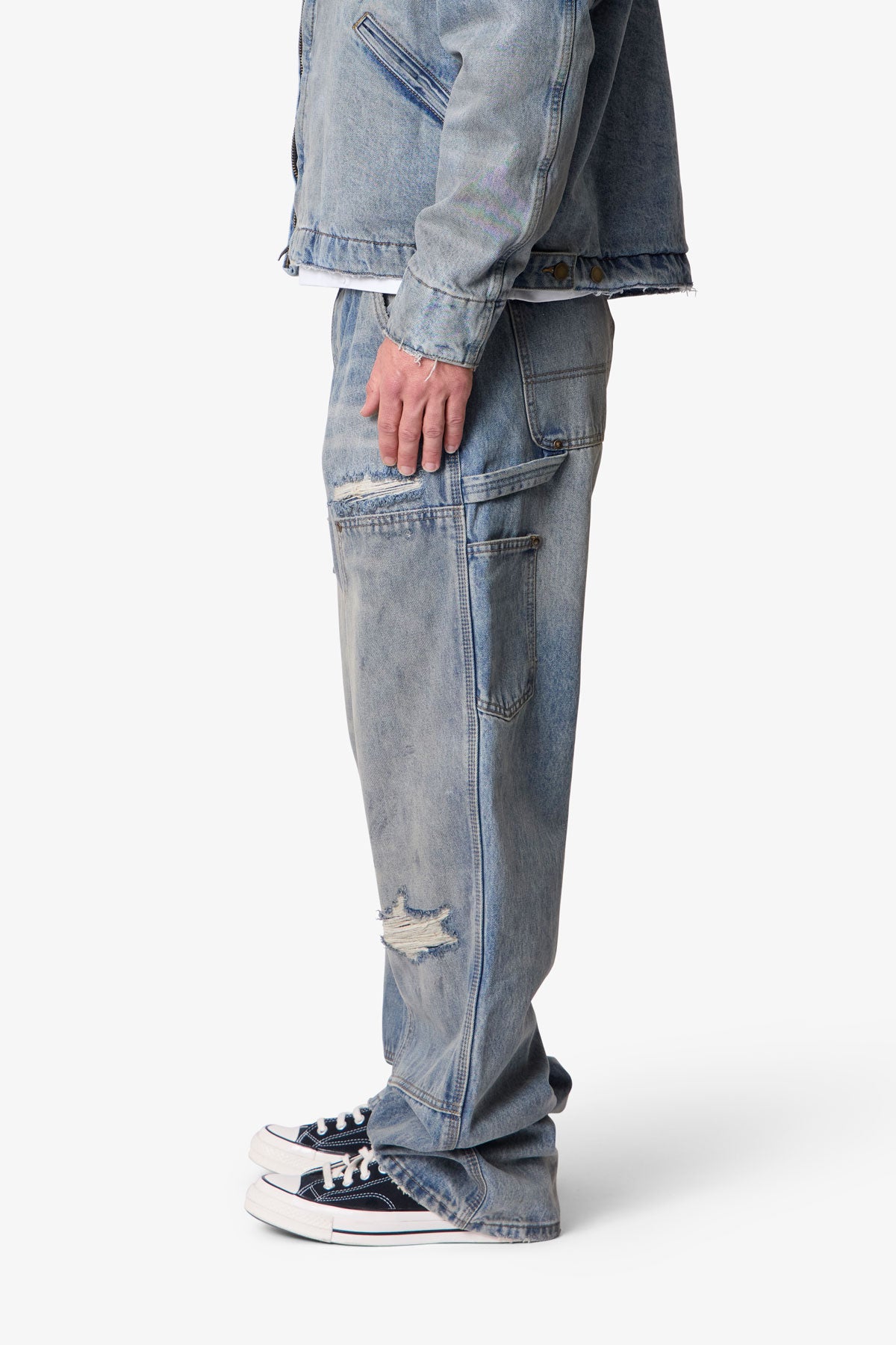 ULTRA BAGGY DISTRESSED WORK DENIM