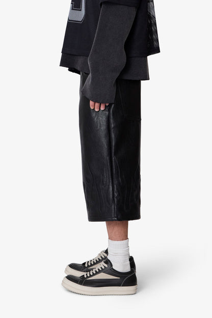 ULTRA BAGGY LEATHER FLAME SHORTS
