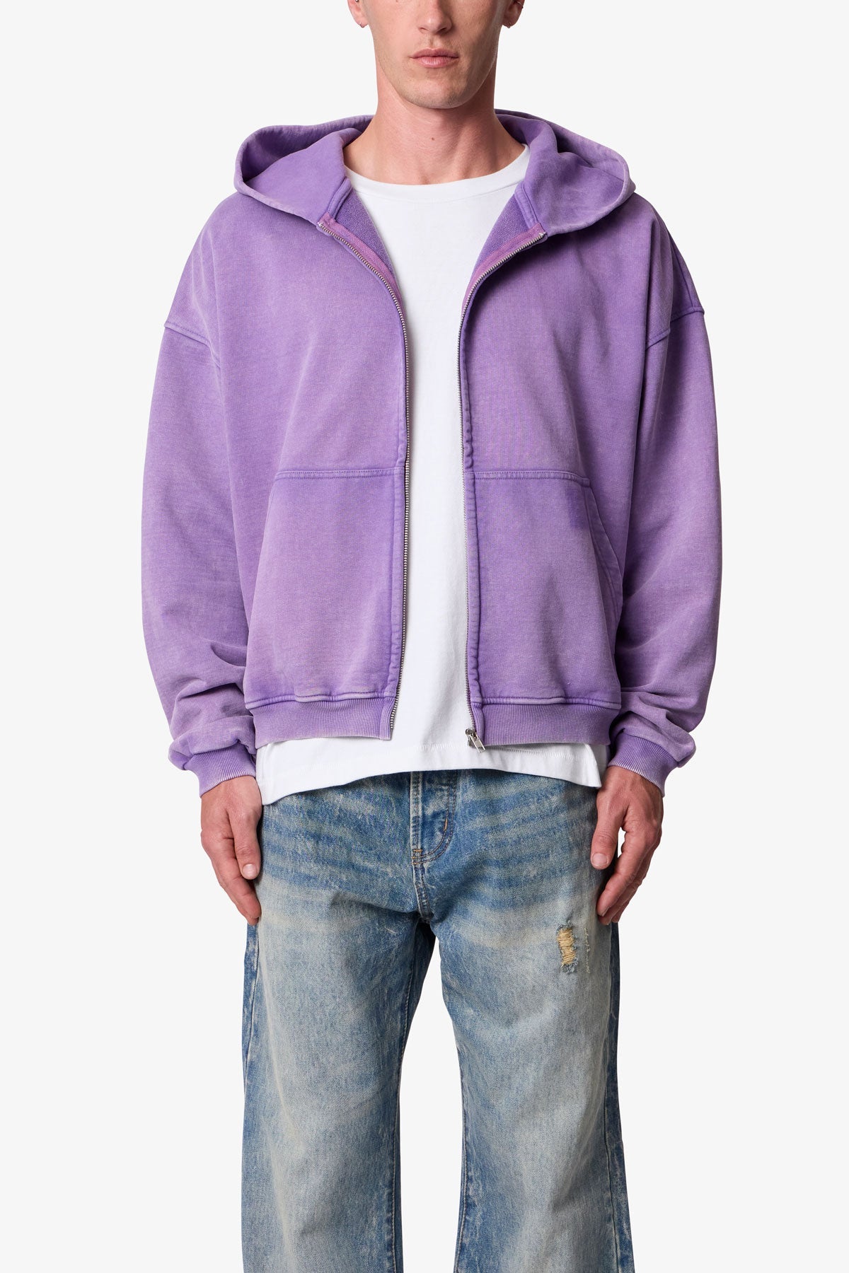 VINTAGE WASHED ZIP UP HOODIE