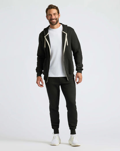 Black Full Zip Fleece Hoodie & Jogger Set